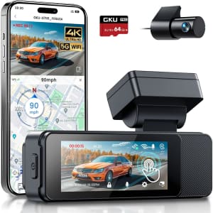 GKU 4K+1080p Front & Rear Touchscreen Dash Cam: $74.69