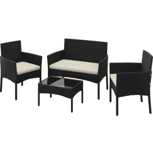 4-Piece Patio Furniture Set w/ Glass Table: $82