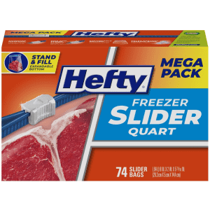 Hefty 74-Count Slider Quart Size Freezer Storage Bags: $7.50 Hefty 74-Count Slider Quart Size Freezer Storage Bags: $7.50