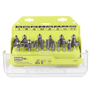 Ryobi 15-Piece Shank Carbide Router Bit Set: $40