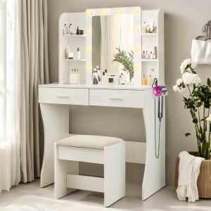 Vanity Desk w/ Mirror and Lights: $115 Vanity Desk w/ Mirror and Lights: $115