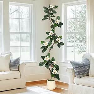 GarveeHome 7-Foot Rubber Magnolia Tree w/ 9" Planter Pot: $76.79