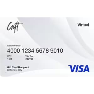$200 Visa eGift Card: $200 w/ no fees