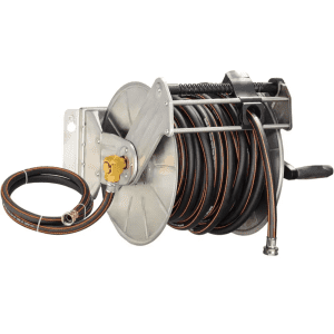 Mounted Garden Hose Reel w/ 150-Foot Hose & Crank Handle: $83 Mounted Garden Hose Reel w/ 150-Foot Hose & Crank Handle: $83