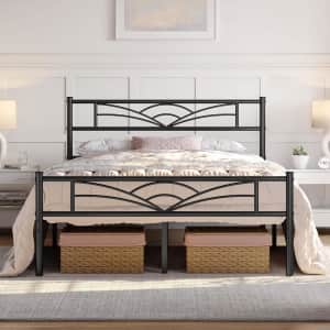 Yaheetech Queen Metal Platform Bed with Storage: $56.98