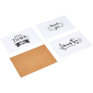 Amazon Basics Thank You Cards and Envelopes 48-Pack: $7.73