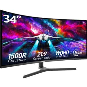34" Ultrawide 1440p Curved 165Hz FreeSync Monitor: $134