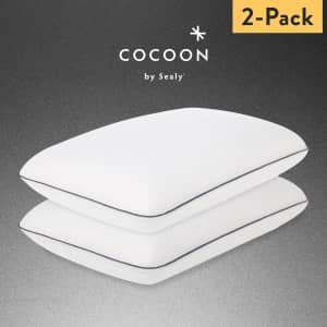 Sealy Cocoon Memory Foam Bed Pillow 2-Pack: $24