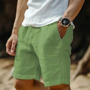 Men's Cotton Linen Shorts: 2 pairs for $11