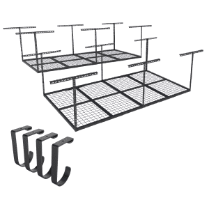 Fleximounts OHK 48x96" Ceiling-Mounted Garage Storage Rack w/ Hooks: $129.99
