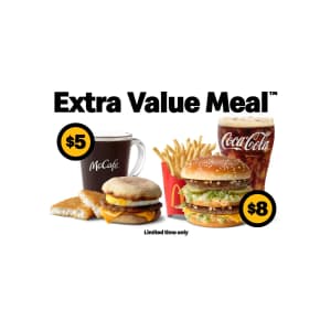 McDonald's Extra Value Meals: $5 to $8