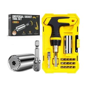 Magnetic Ratchet Screwdriver Set w/ Power Drill Adapter: $23.99
