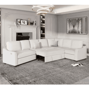 Polibi 129.5" Square Arm L -Shaped Sofa with Pull-Out Bed: $615 Polibi 129.5" Square Arm L -Shaped Sofa with Pull-Out Bed: $615