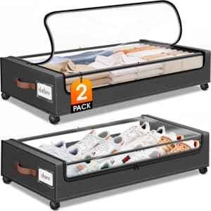 Under Bed Storage with Wheels 2-Pack: $28