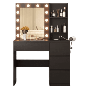 Vanity Desk w/ Lit Mirror & 4 Outlets: $119
