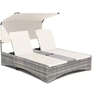 Tozey Wicker Outdoor Day Bed w/ Removable Canopy and Cushions: $269