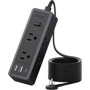Ntonpower 10 ft Flat Extension Cord with Surge Protector: $13.99