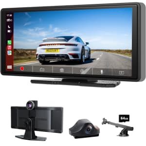 Aloma 10.26" Wireless Carplay Screen with 4K Dash Cam: $69.99