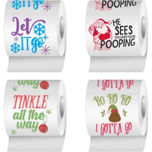 Christmas Toilet Paper Roll 4-Pack: $18