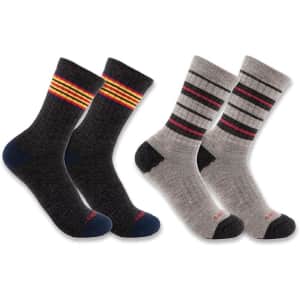 Carhartt Men's Midweight Stripe Crew Socks 2-Pack: $6