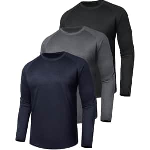 Men's Long Sleeve Quick Dry T-Shirt 3-Pack: $15