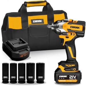 0.5" 21V Cordless Impact Wrench w/ 4.0Ah Li-ion Battery & Tool Bag: $71.49