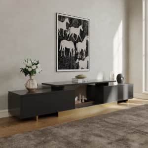 Mid Century 54"-65" Extendable TV Stand with 2 Drawers and Cabinet: $109.99