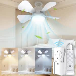 Socket Fan Light Breeze Ceiling Fan with Remote: $10 w/ Prime