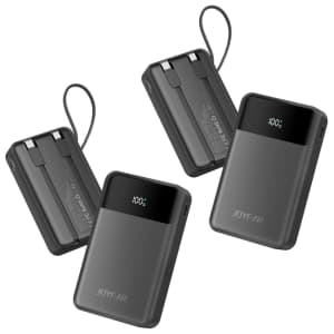 Joyfar 30,000mAh Power Bank with 2 Built-in Cables 2-Pack: $30