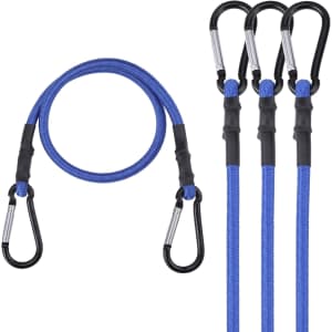Workpro 24" Heavy Duty Bungee Cord w/ Hooks 4-Pack: $7