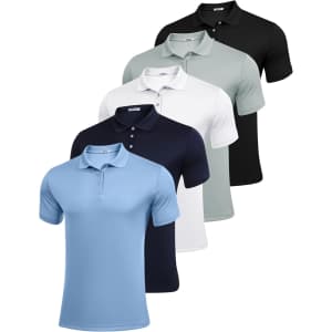 Pinspark Men's Quick Dry Polo Shirts 5-Pack: $29.99