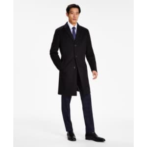 Tommy Hilfiger Men's Addison Wool-Blend Trim Fit Overcoat: $90