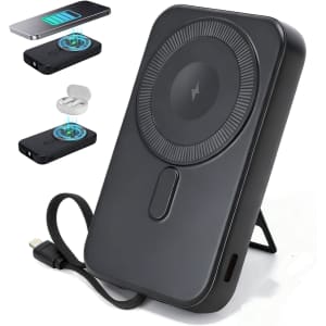 Rvelon 10000mAh Magnetic Wireless Power Bank with Stand: $19.99