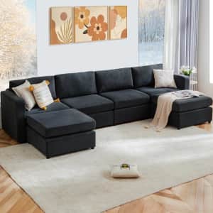 6-Seat U-Shaped Convertible Modular Sectional Sofa: $575