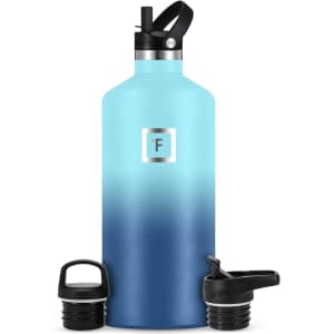 Iron Flask 40-oz. Stainless Steel Insulated Water Bottle w/ 3 Lids: $15