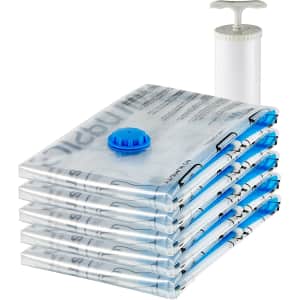 Amazon Basics Large Vacuum Storage Bag 5-Pack w/ Hand Pump: $9