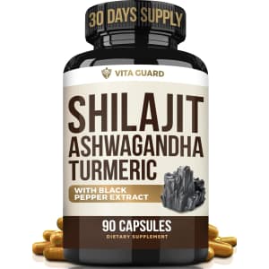 Vita Guard 1,610mg Himalayan Shilajit, Ashwagandha, and Turmeric 90-Capsule Bottle: $12.45