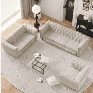 Morden Fort Chesterfield 3-Piece Living Room Set: $1,163