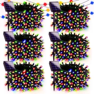 Yiqu 39-Foot 100-LED Outdoor Solar Christmas String Lights 6-Pack: $32.99