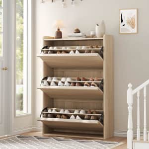 GarveeHome Shoe Cabinet w/ 3 Flip Drawers: $76.00