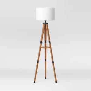 Open-box Threshold Wood Tripod Floor Lamp: $39