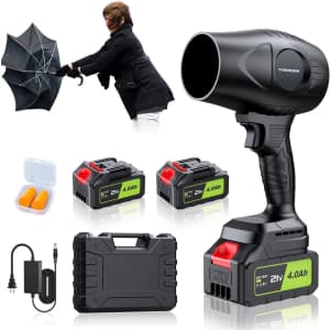 600000RPM Cordless Leaf Blower, 21V, 2 Batteries: $35.99