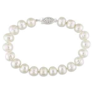 7.5-8mm White Freshwater Cultured Pearl Sterling Silver Bracelet: $19.99