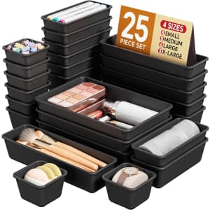 25-Piece Plastic Drawer Organizer Set: $12