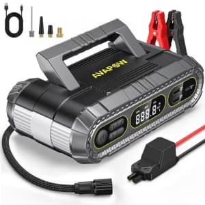 Avapow 2000A Portable Jump Starter with Air Compressor: $42.49
