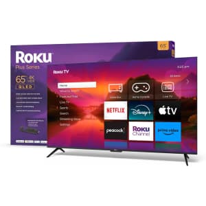 Roku Plus Series 65R6A5R 65" 4K HDR QLED UHD Smart TV: $430