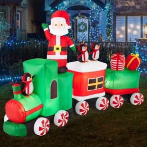 Best Choice Products 8.5x5-Ft. Lighted Inflatable Christmas Train & Animated Santa: $64.99