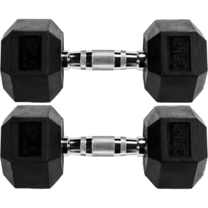 Fitvids 25-lb. Rubber Encased Hex Dumbbell Pair: $45
