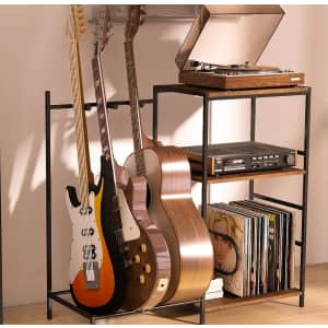 Multi-Guitar Stand with 3-Tier Shelving: $40