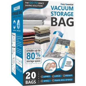 Cozy Essential Vacuum Storage Bags 20 Pack w/ Hand Pump: $17